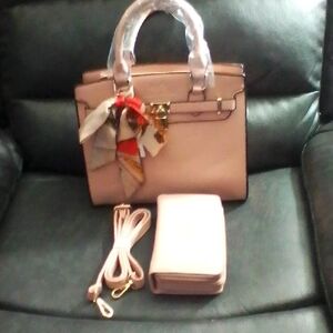 Hermes La Maison Pink Satchel with Scarf Accent